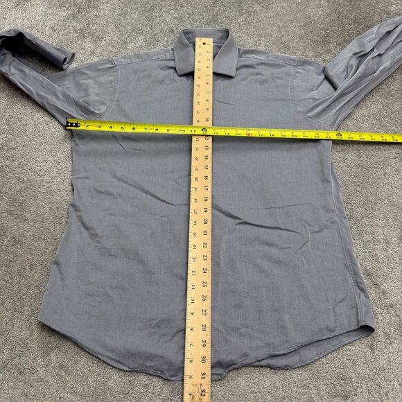 Brooks Brothers Vintage 90s Dress Shirt Mens 16.5 34 Blue Twill Egyptian Cotton - Picture 10 of 14